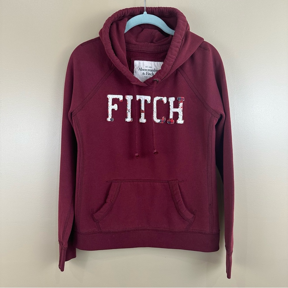 Y2K Vtg Abercrombie & Fitch Burgundy Swearshirt Hoodie Womens Large Grunge Prep